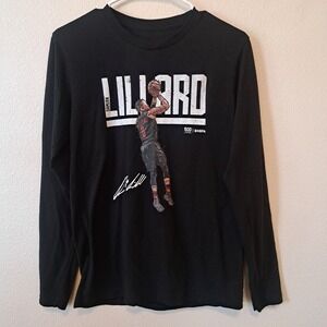 500 Level Damian Lillard NBPA Kids Black Long Sleeve Graphic T-Shirt NBA Blazers